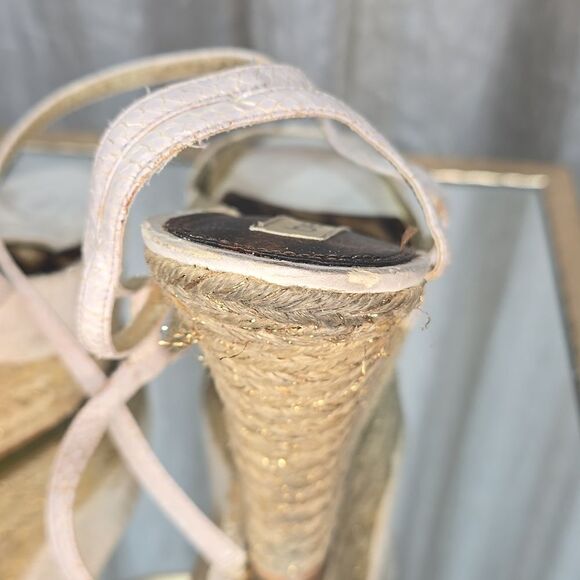 Bebe Avery White Leather Wedge Sandal - Picture 4 of 15